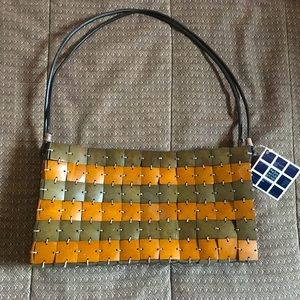 Brand New With Tags! Vintage Helen Welsh Genuine Coconut Shell & Leather Handbag